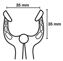Dessin technique d'une pince avec des dimensions de 35 mm