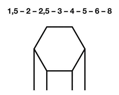 Symbole pour les tailles de clés Allen de 1,5 à 8