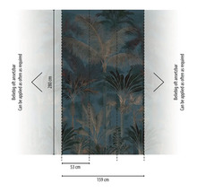 Papier peint panoramique motif jungle tropicale, palmiers et plantes, hauteur 280 centimètres, largeur 159 centimètres, raccordable à l'infini.