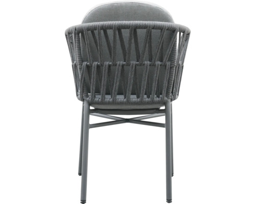 Chaise grise avec dossier tressé et coussin d'assise