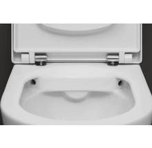 Vue détaillée de toilettes avec abattant ouvert