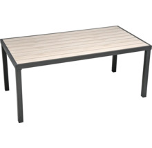 Rechteckiger Gartentisch mit Tischplatte in Holzoptik und Metallgestell