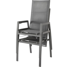 Chaise de jardin empilable avec accoudoirs en métal et textile