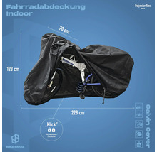 Housse de protection pour vélo d'intérieur en molleton de polyester mesurant 70 cm x 123 cm x 228 cm