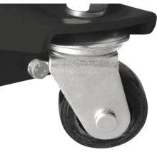 Roue pivotante avec roue noire et support argenté