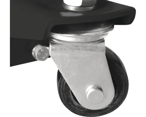 Roue pivotante avec roue noire et support argenté