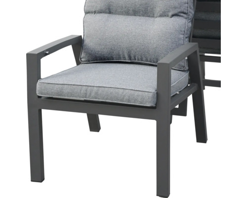 Chaise de jardin avec accoudoirs et coussins