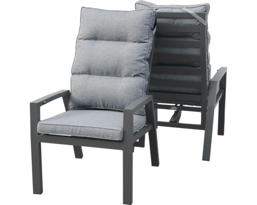 Chaise de jardin avec coussins gris