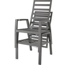 Chaise de jardin grise empilée avec accoudoirs