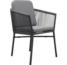 Fauteuil de jardin avec revêtement en cordes et coussins