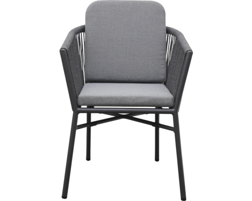 Chaise de jardin avec revêtement textile et accoudoirs