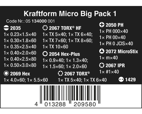 Kraftform Micro Big Pack 1 Jeu de tournevis