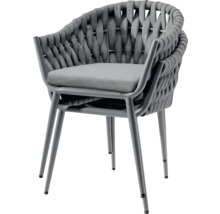 Fauteuil tressé avec structure en métal et coussin d'assise