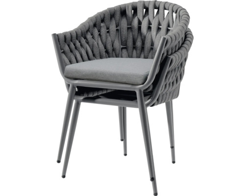 Chaise de jardin avec accoudoirs et dossier tressé