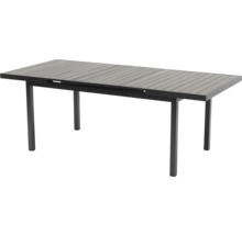Table de jardin extensible avec plateau à lattes en bois et structure en métal