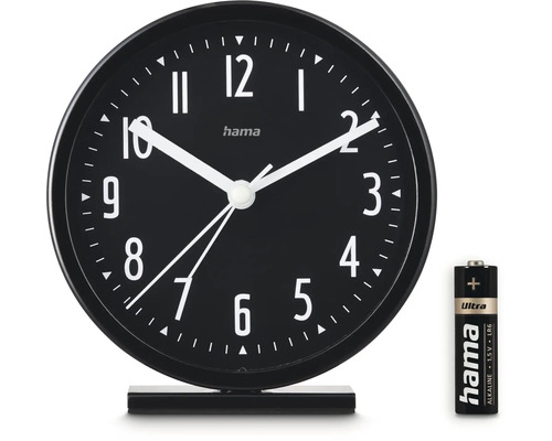 Schwarzer Wecker mit Batterie