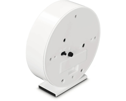 Vue arrière d'un réveil rond avec des interrupteurs