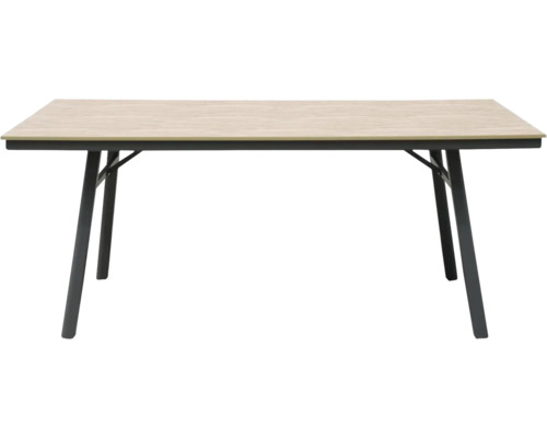 Table à manger avec bois clair et cadre en métal
