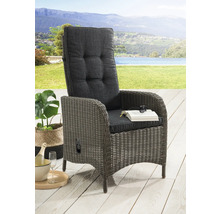 Fauteuil de jardin en rotin avec dossier haut et coussin