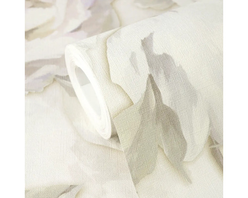 Papier peint intissé structuré avec grand motif floral en rouleau.
