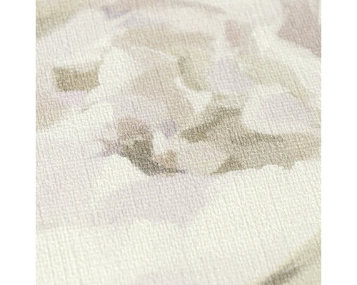 Gros plan d un papier peint intissé avec une surface texturée et un motif floral abstrait à l aquarelle.