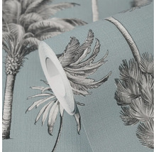 Rouleau de papier peint intissé avec motif de palmiers et surface structurée
