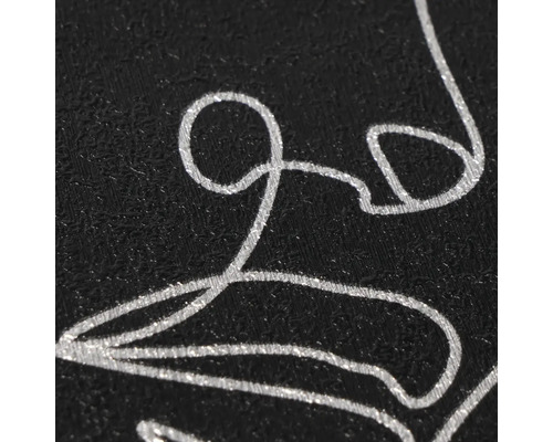 Detail einer strukturierten Tapete mit abstraktem, metallischem Linienmuster.