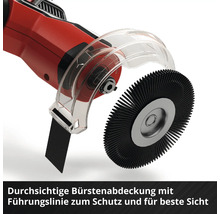 Detailaufnahme eines Multitools mit Bürstenaufsatz und transparentem Schutz