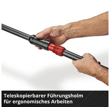 Teleskopierbarer Führungsstiel für ergonomisches Arbeiten in Händen.