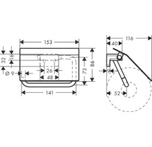 Dessin technique d'un porte-papier toilette avec dimensions