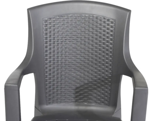 Dossier de chaise de jardin en plastique avec motif tressé décoratif en anthracite.