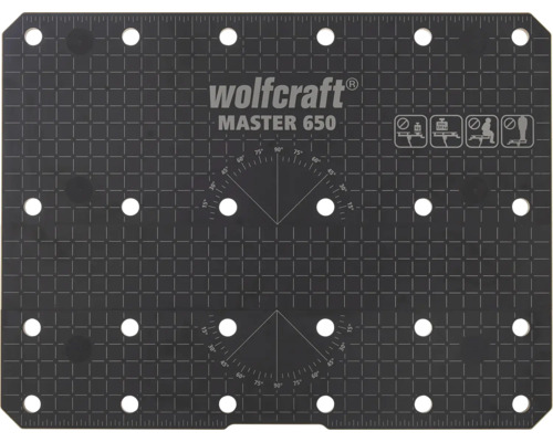 Wolfcraft Master 650 Plateau d'établi avec affichage d'angle et grille