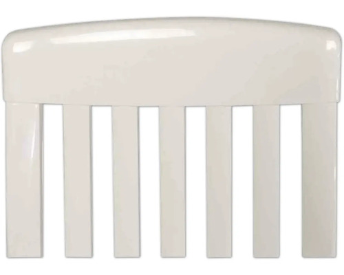 Cache-radiateur blanc avec lamelles verticales et bord supérieur arrondi.