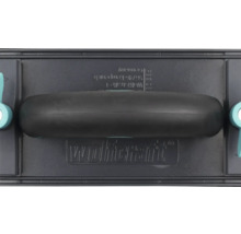 Cale à poncer Wolfcraft avec poignée et dispositif de serrage latéral pour papier de verre. Logo Wolfcraft.