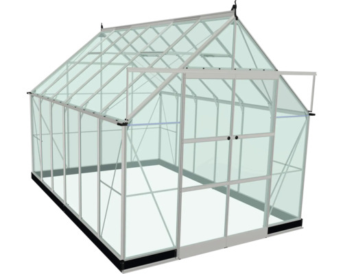 Serre avec cadre et panneaux de verre