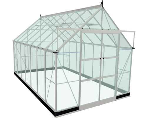 Serre avec cadre en aluminium et fenêtres en verre