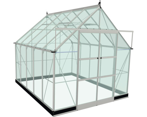 Serre avec cadre en aluminium et panneaux de verre