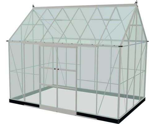 Serre avec panneaux de verre et cadre en aluminium