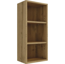 Wandregal aus Holz in Eichenoptik mit drei Fächern.