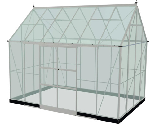 Serre avec murs en verre et double porte