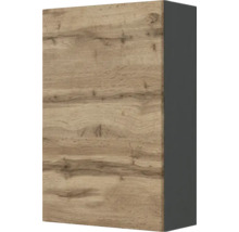 Küchen-Hängeschrank mit Front in Eichen-Dekor und anthrazitgrauer Seitenwand.