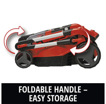 Tondeuse à gazon pliée avec poignée pliable pour un rangement facile