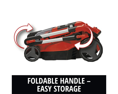 Tondeuse à gazon pliée avec poignée pliable pour un rangement facile