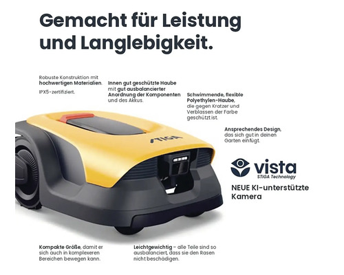 Stiga Mähroboter mit Vista Stiga Technology und KI-unterstützter Kamera