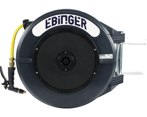 Enrouleur de tuyau EBIINGER avec pistolet pulvérisateur et tuyau jaune