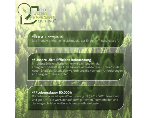 Informations sur l'efficacité énergétique de l'éclairage Ultra Efficient