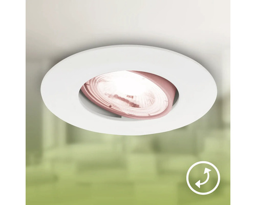 Spot encastrable de plafond rond blanc avec spot pivotant