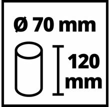 Image symbolique diamètre du tube 70 millimètres, longueur du tube 120 millimètres