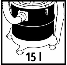 Symbol für Nass Trockensauger mit 15 Liter Volumen