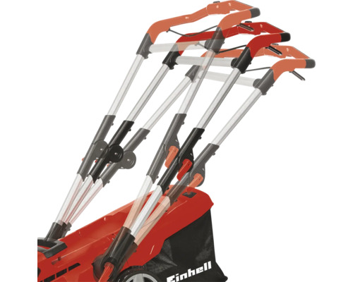 Vue multiple d'une tondeuse à gazon avec bac de ramassage